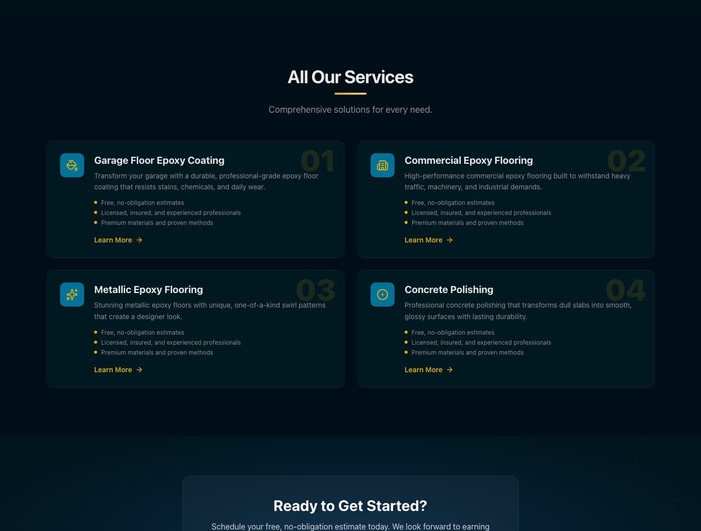 SB Custom Coatings service and area pages