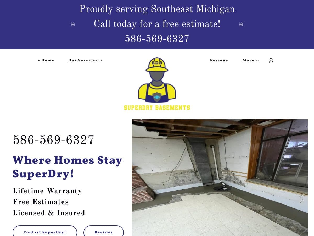 SuperDry Basements old GoDaddy site before SolutionDG