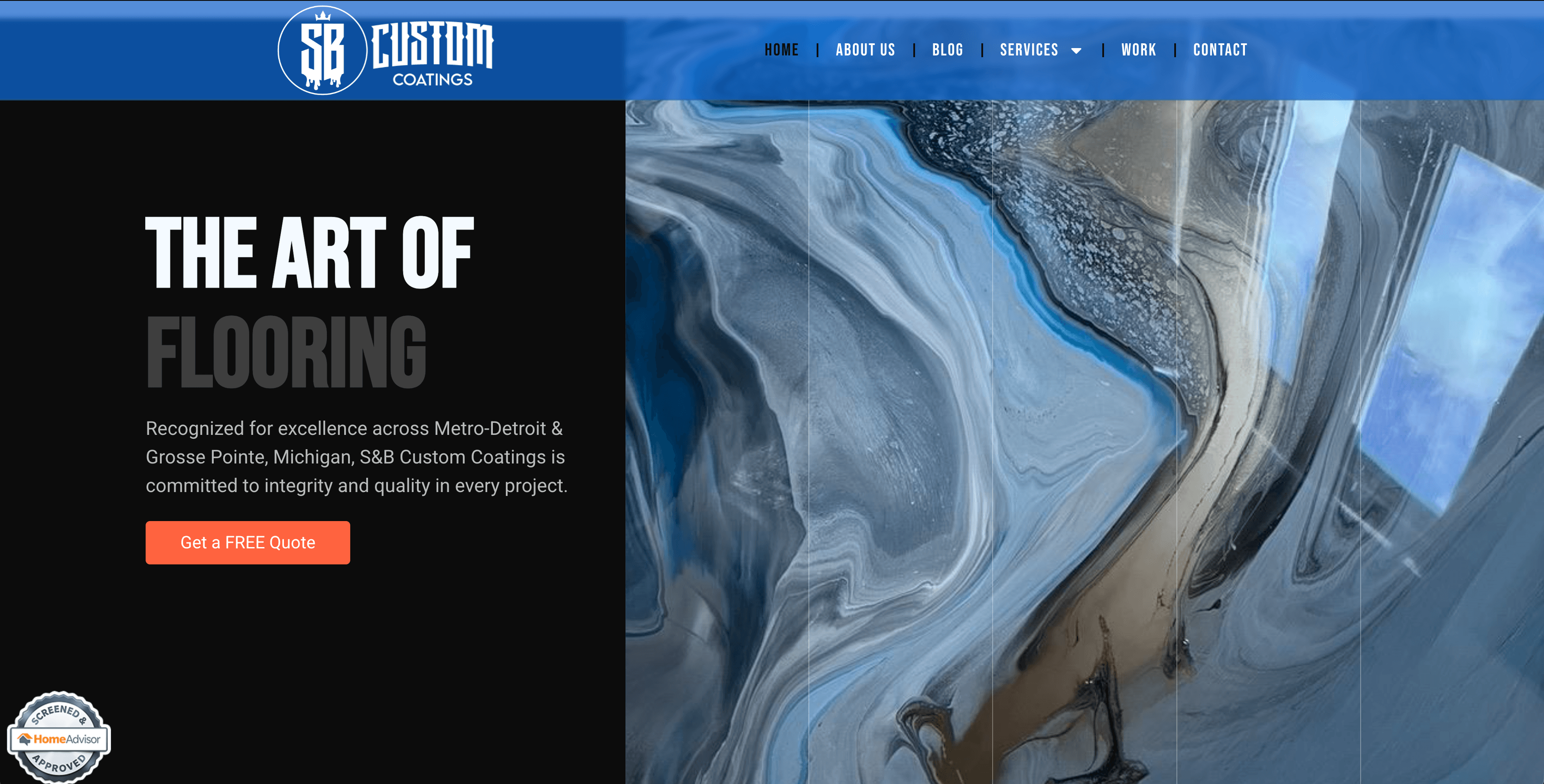 SB Custom Coatings old WordPress site before SolutionDG