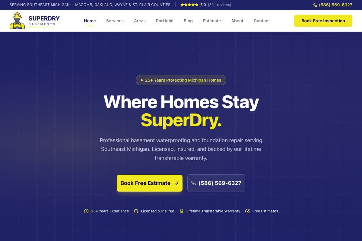 SuperDry Basements — live Lead Machine site